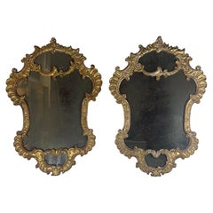 Pair of Italian Rococo Revival Giltwood Mirrors, Circa 1850–1870