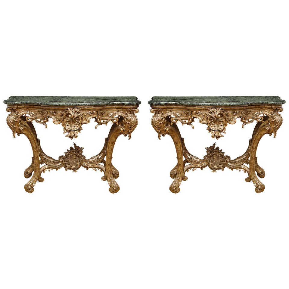 Pair of Italian Rococo Silver Gilt Consoles For Sale at 1stDibs