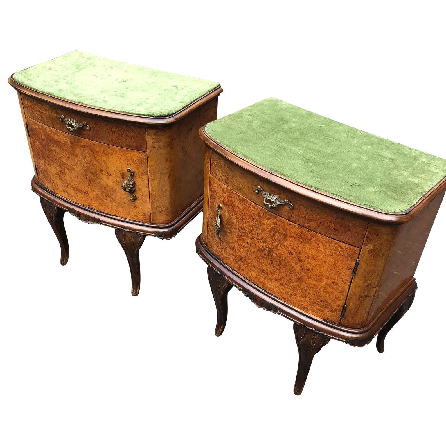 20th Century Pair of Italian Rococo Style Bed Side Tables