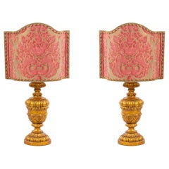 Pair of Italian Rococo Style Gilt Table Lamps