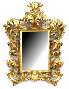 Pair of Italian Rococo Style Giltwood Wall Mirrors