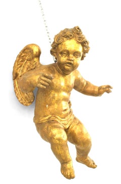 Pair of Italian Rococo Style Life-Size Hanging Cupids