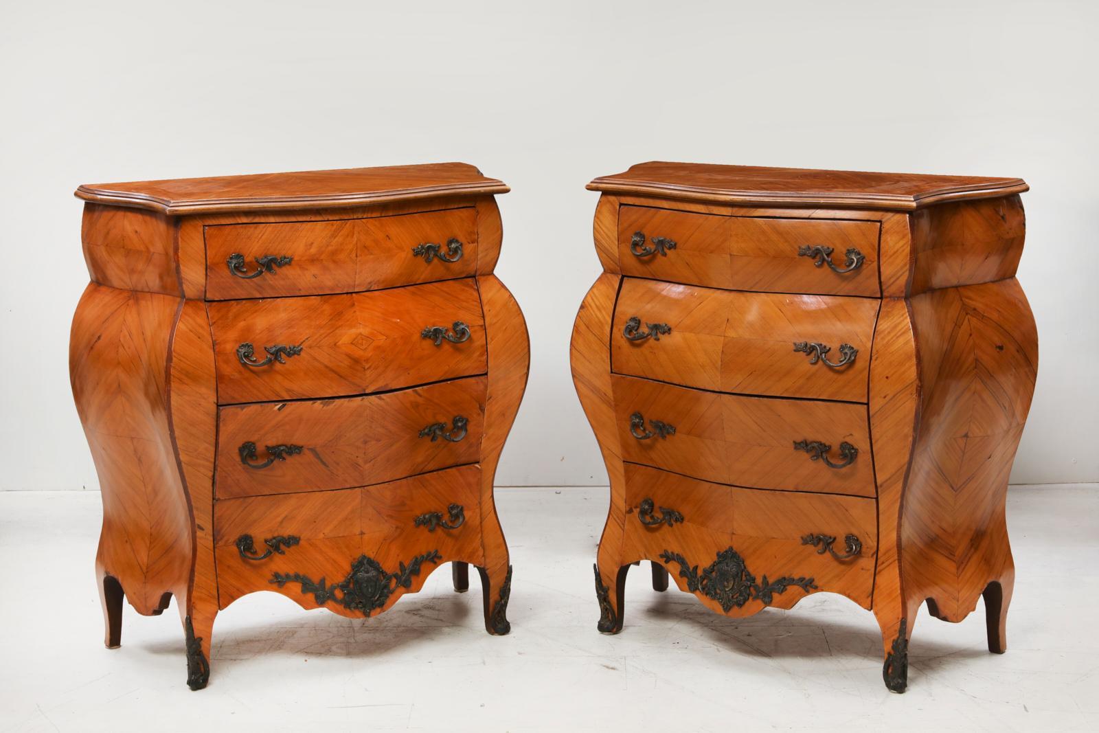 Gilt Pair of Italian Rococo Style Night Stands