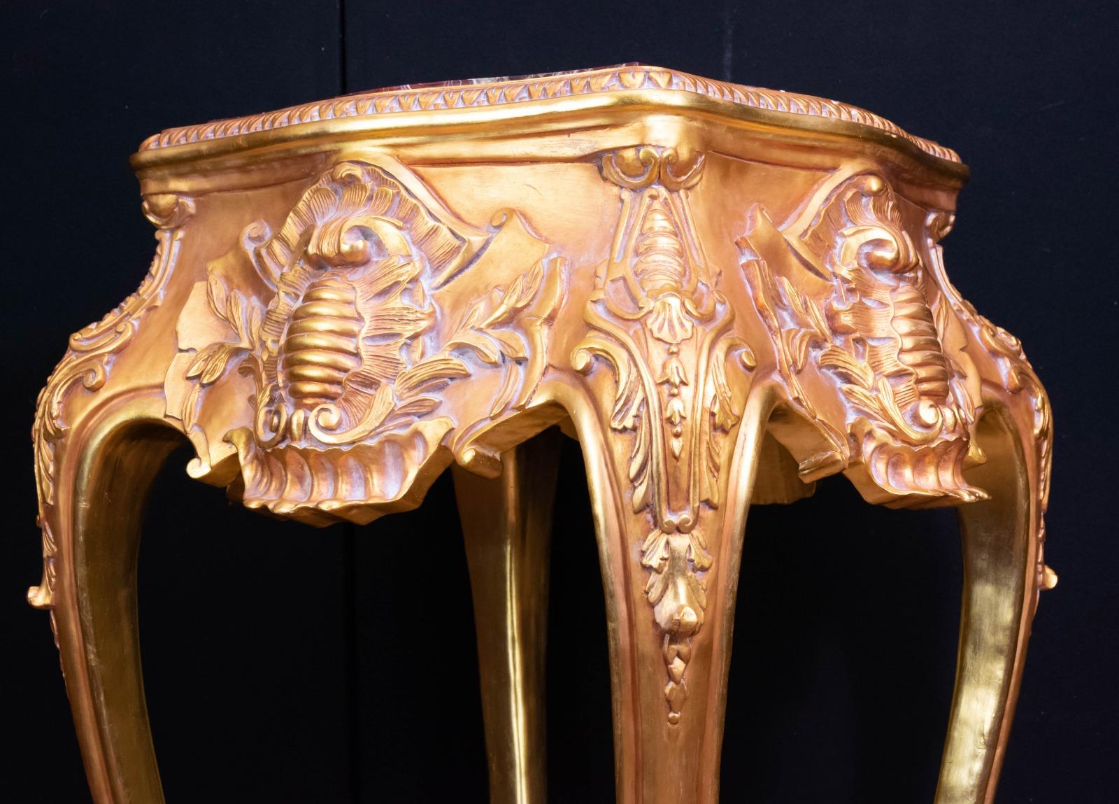 Pair of Italian Rococo Tables - Gilt Pedestal Stand For Sale 1