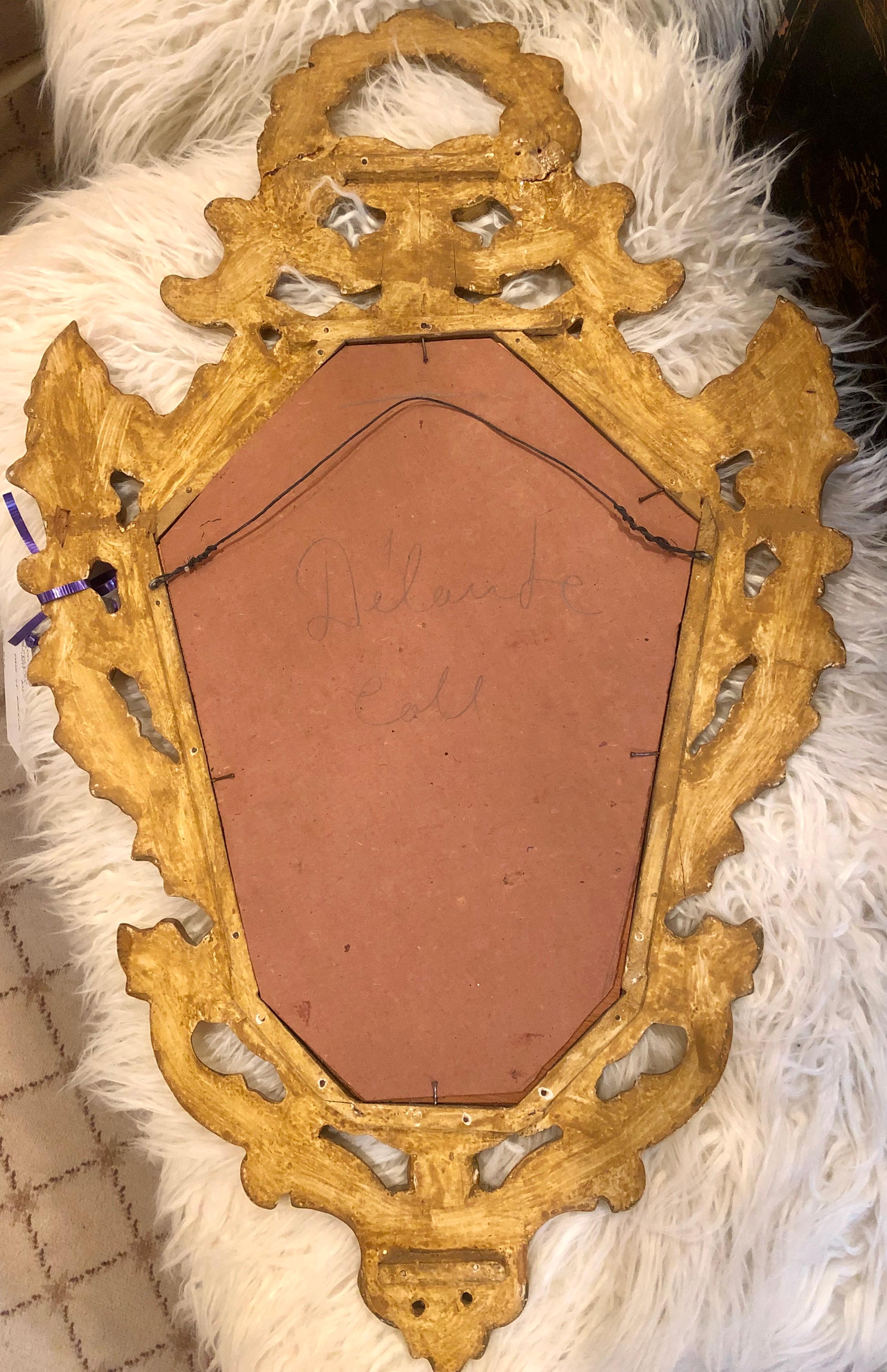 Pair of Italian Rococo Wall Mirrors, Giltwood Carved 7