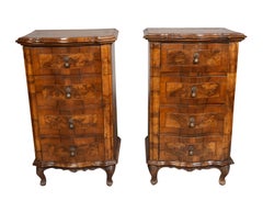 Pair Of Italian Rococo Walnut Commodini