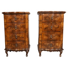 Pair Of Italian Rococo Walnut Commodini