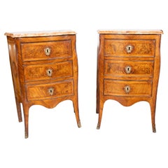 Pair Of Italian Rococo Walnut Commodinis