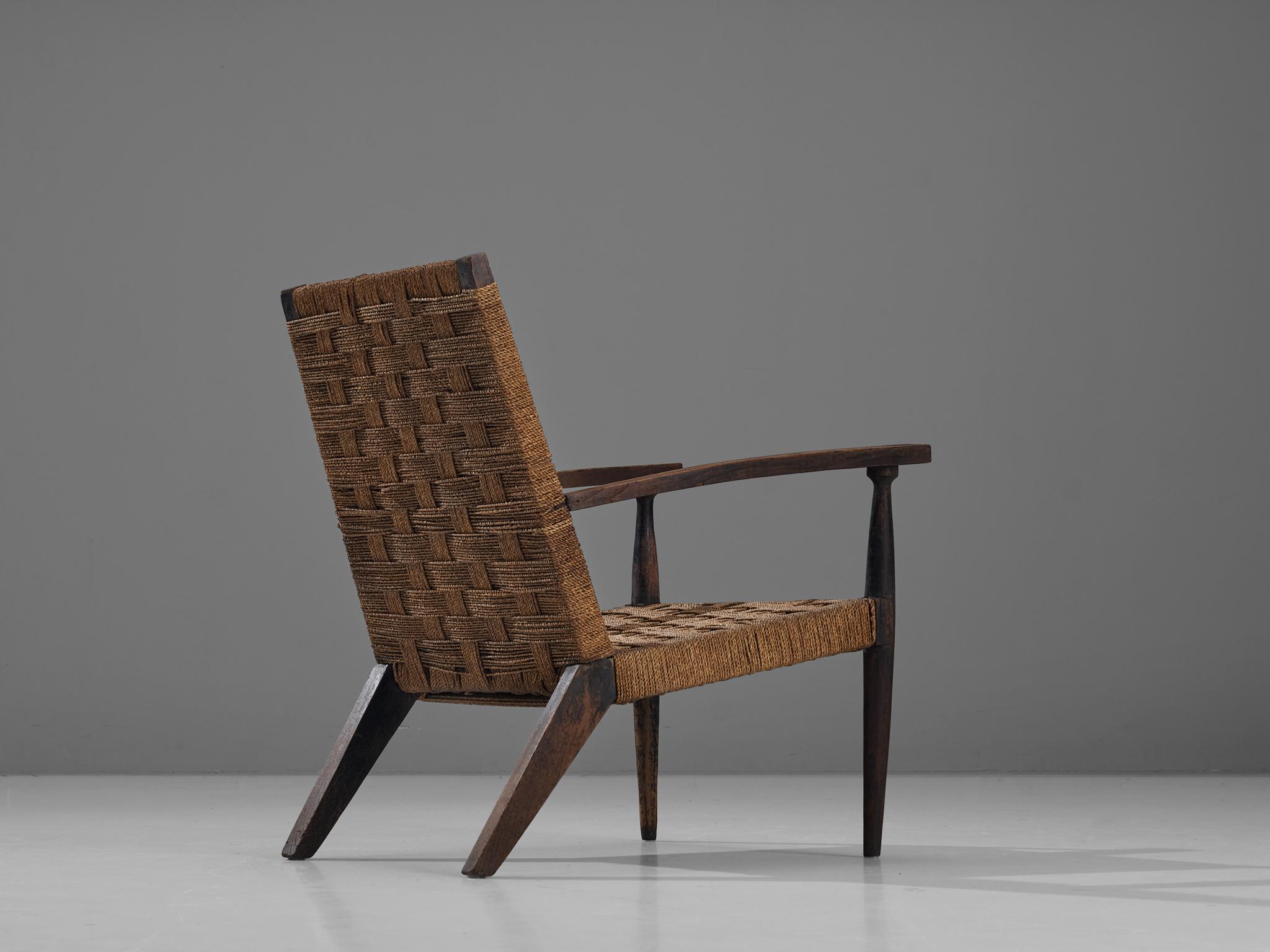 Mid-Century Modern Pair of Italian Rope Lounge Chairs