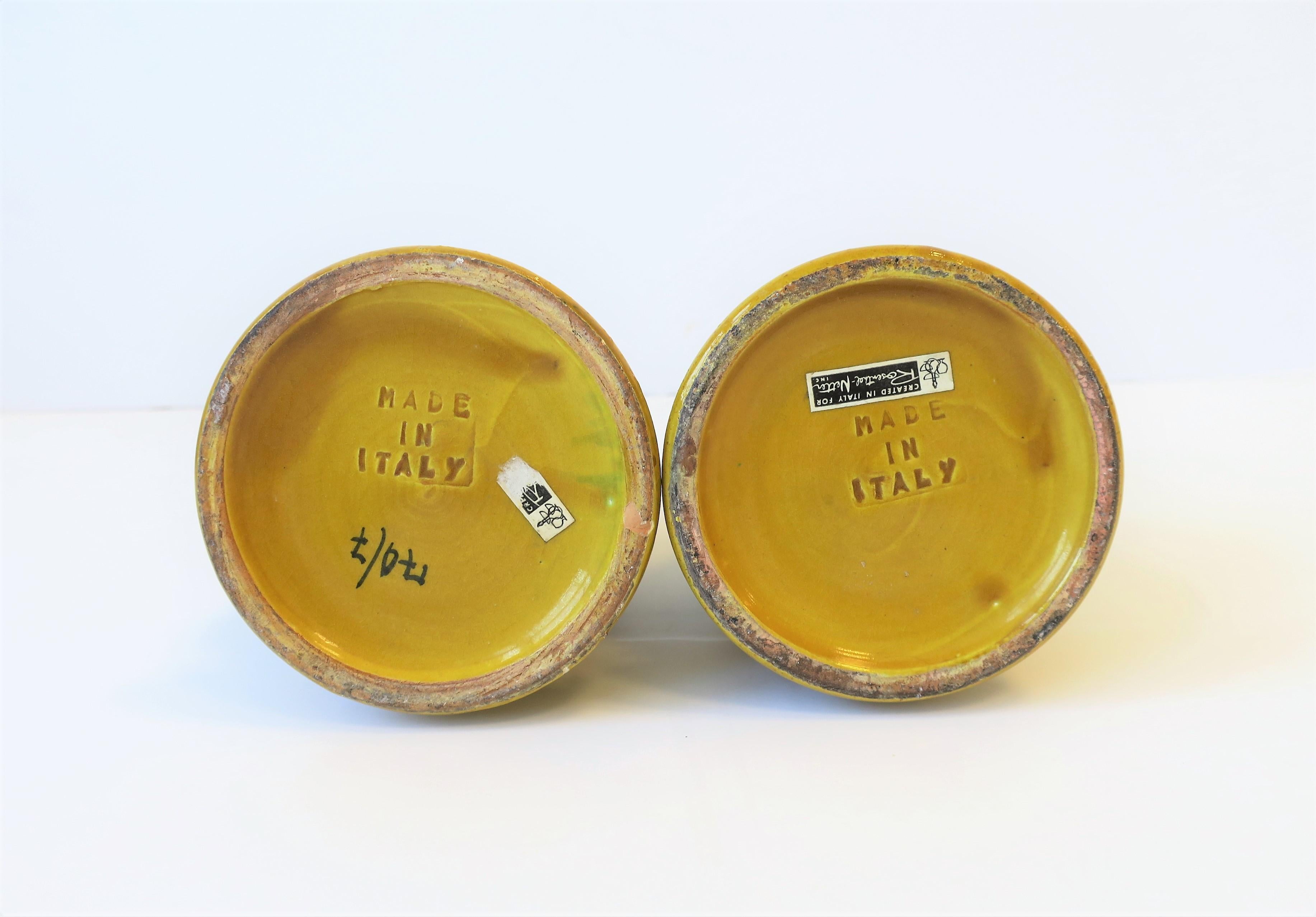 Italian Rosenthal Netter Yellow Pottery Candlestick Holders, ca. 1960s 7
