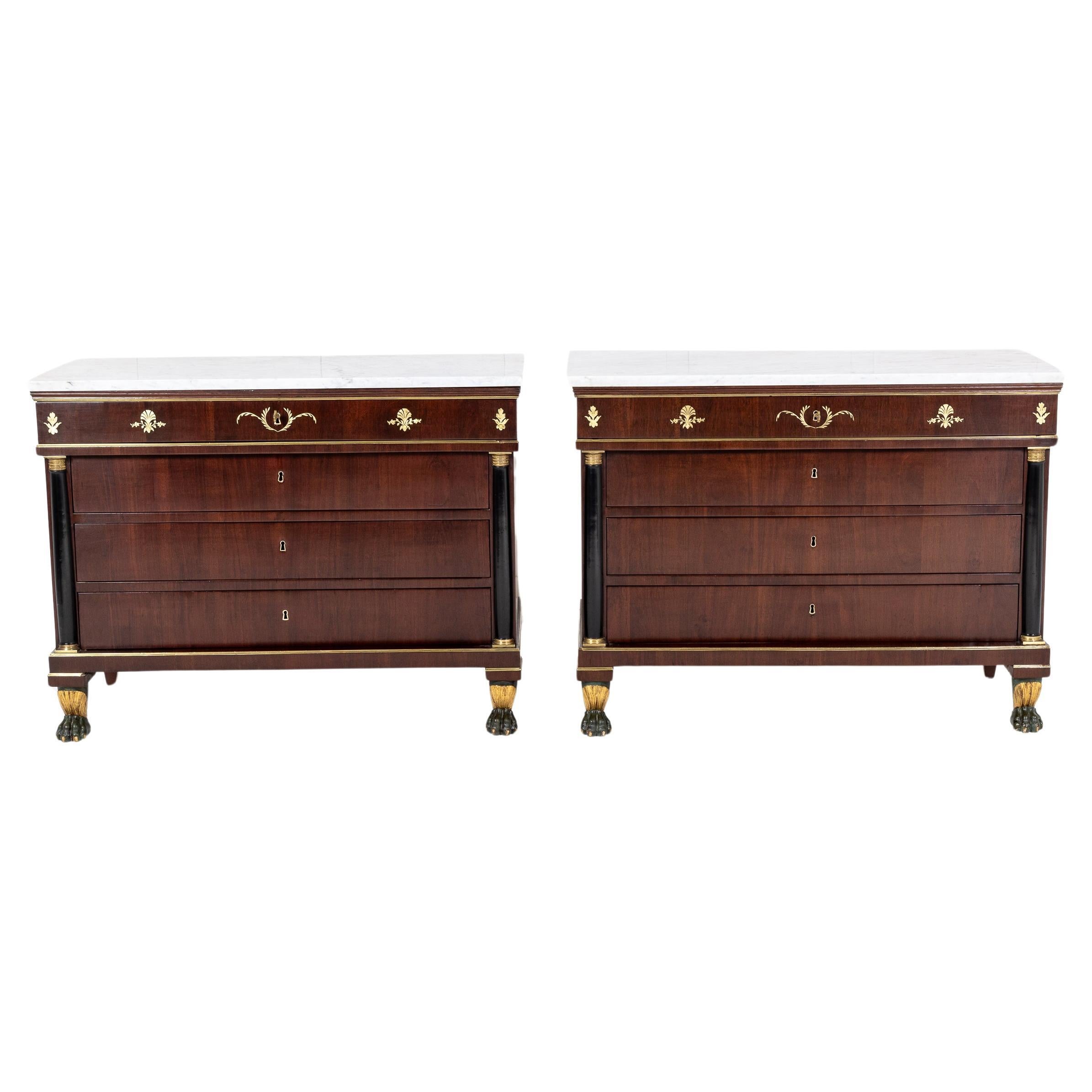 Pair of Italian Rosewood Inlaid 'Empire' Commodes C1820 For Sale