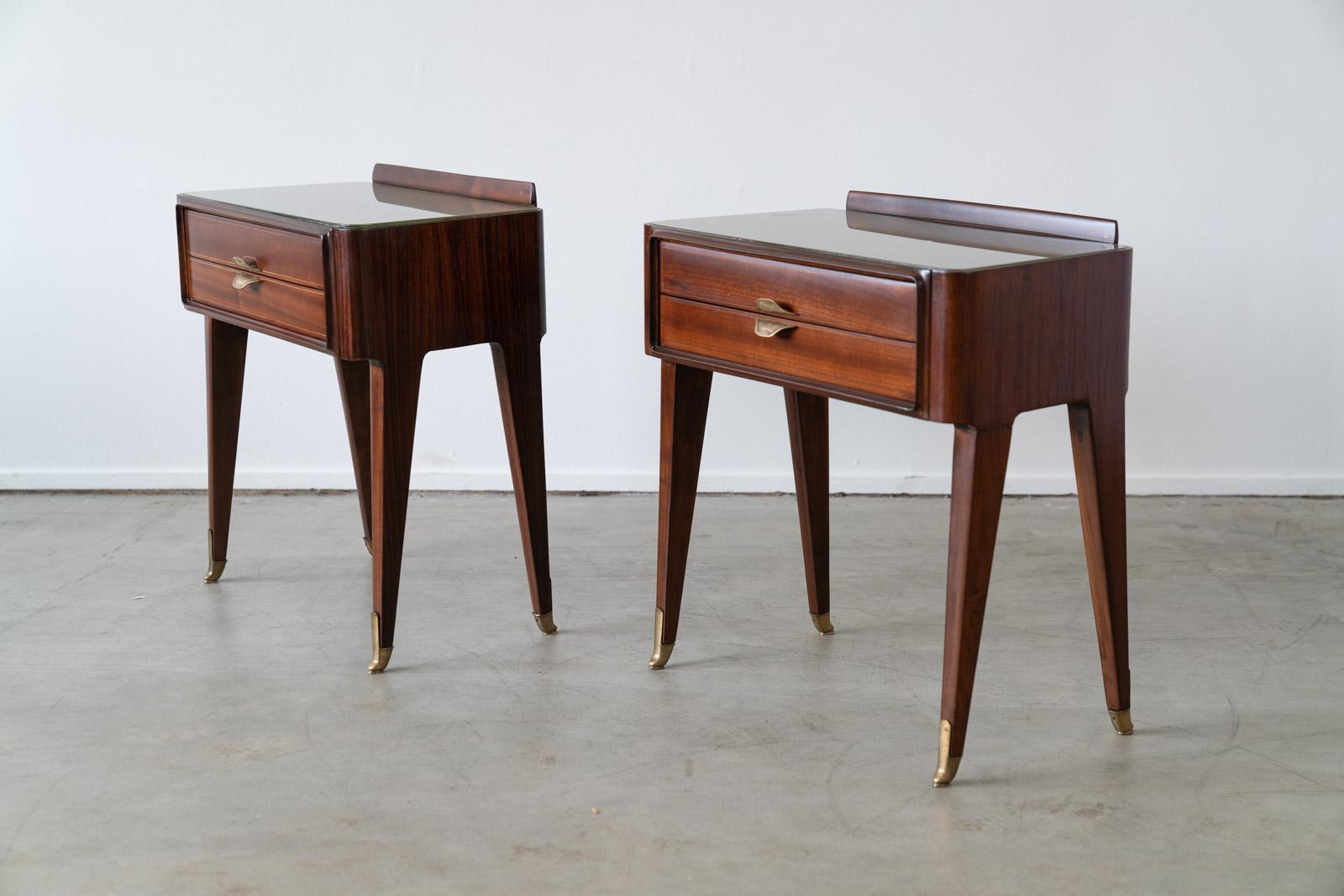 Pair of Italian Rosewood Nightstands In Good Condition In Beverly Hills, CA