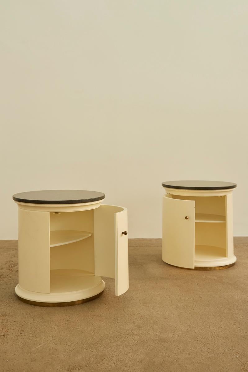 Mid-Century Modern Pair of Italian Round Tables side tables bed side tables