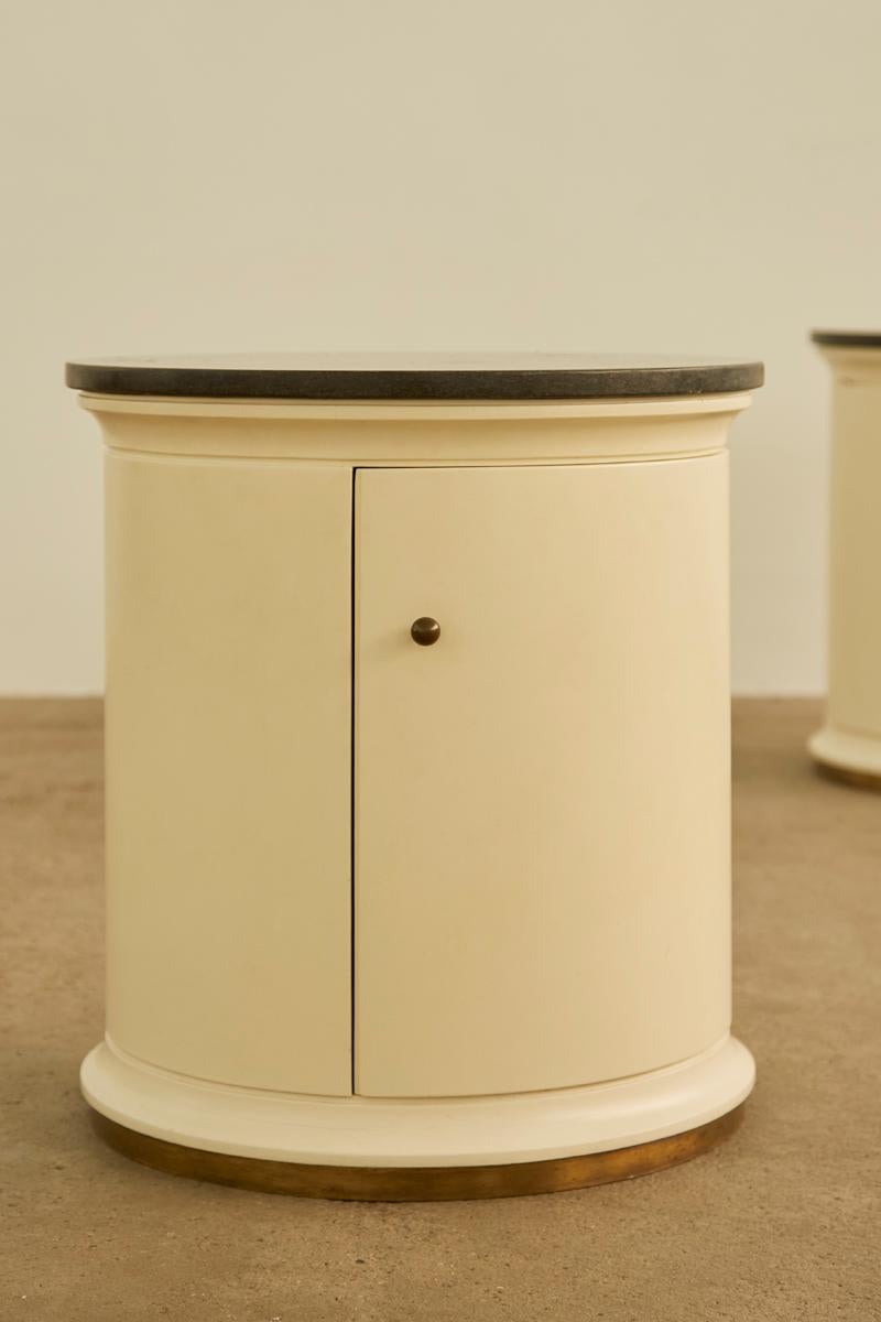 Lacquered Pair of Italian Round Tables side tables bed side tables