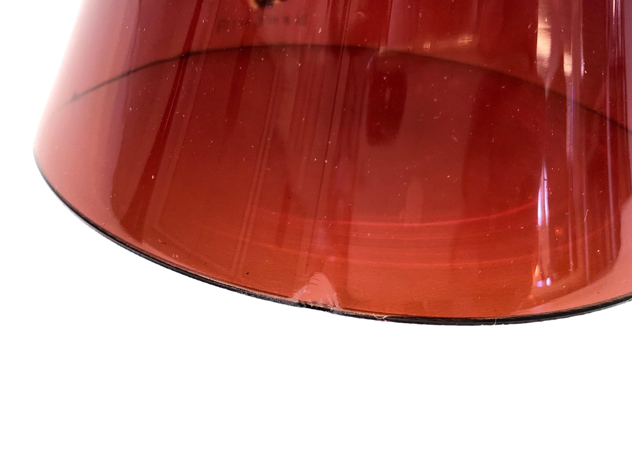 Pair of Italian Ruby Red Murano Glass and Brass Table Lamps by Donghia 2