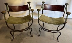 Paire de chaises Curule italiennes de Dante Savonarola