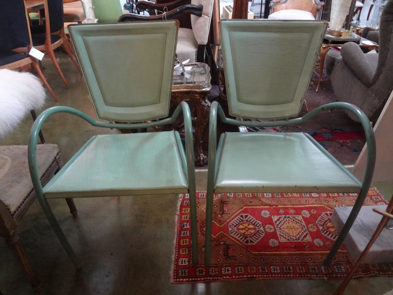 Pair of Italian Sawaya and Moroni Iron and Leather Chairs For Sale 6