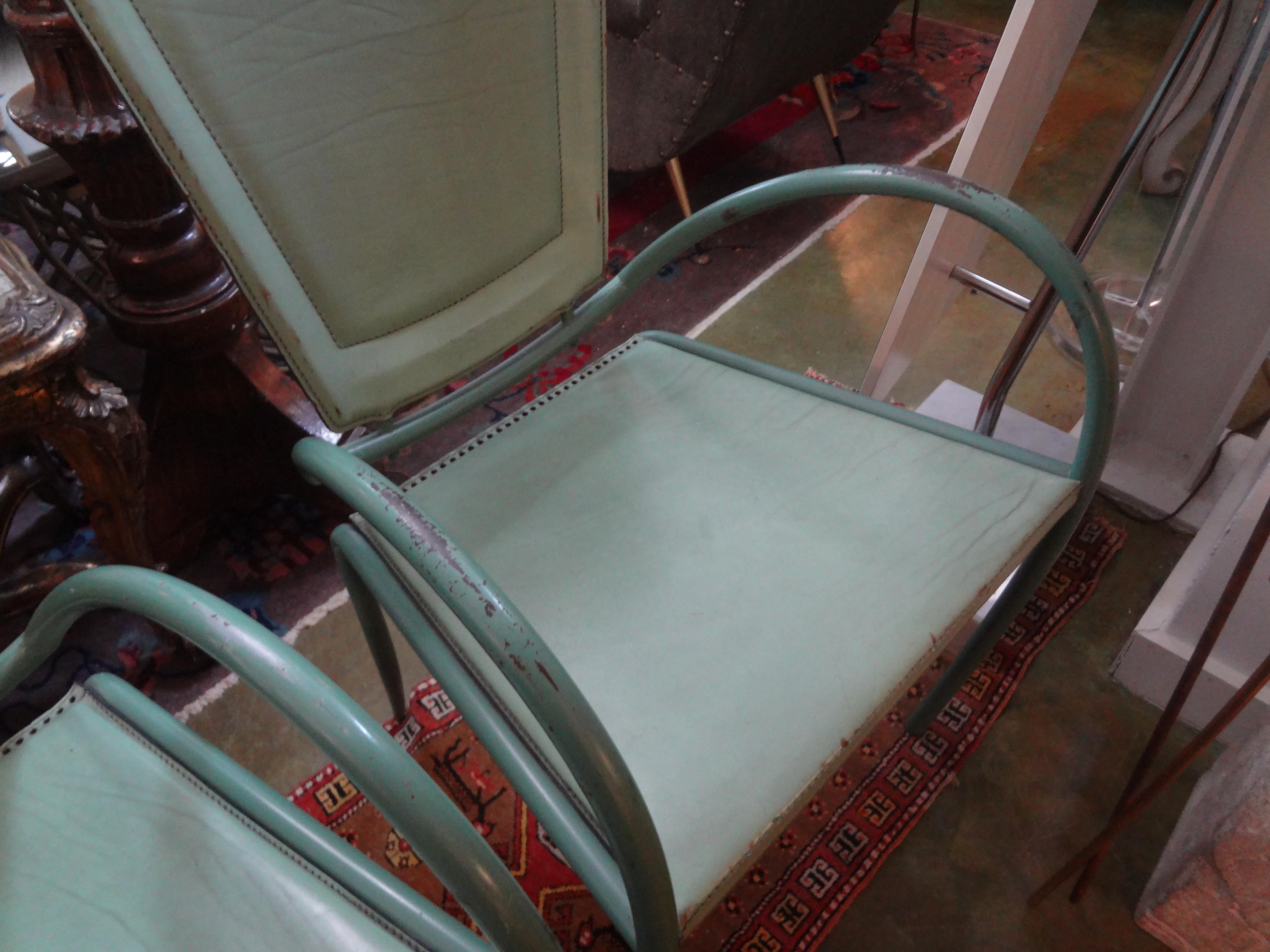 Paar italienische Sawaya- und Moroni-Stühle aus Eisen und Leder aus Eisen und Leder (Italienisch) im Angebot
