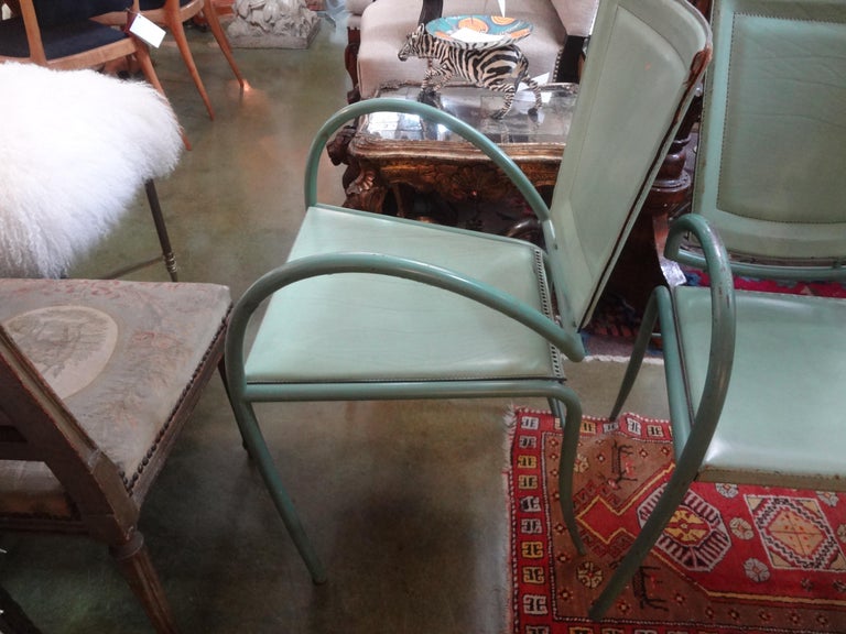 Late 20th Century Pair of Italian Sawaya and Moroni Iron and Leather Chairs For Sale