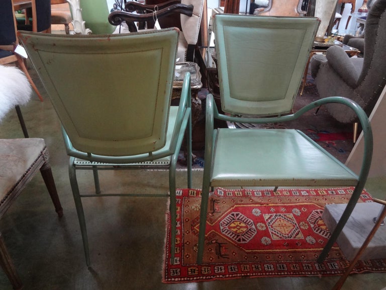 Pair of Italian Sawaya and Moroni Iron and Leather Chairs For Sale 4