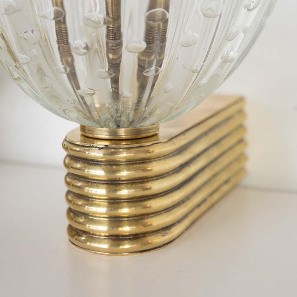 Paar italienische Wandleuchter aus Glas mit Wellenschliff im Angebot 5