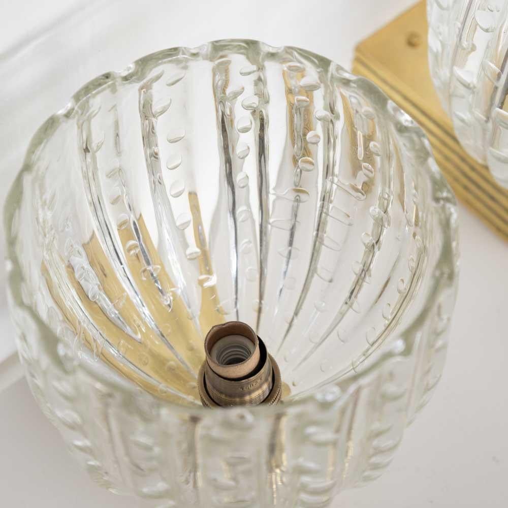 Paar italienische Wandleuchter aus Glas mit Wellenschliff im Angebot 6