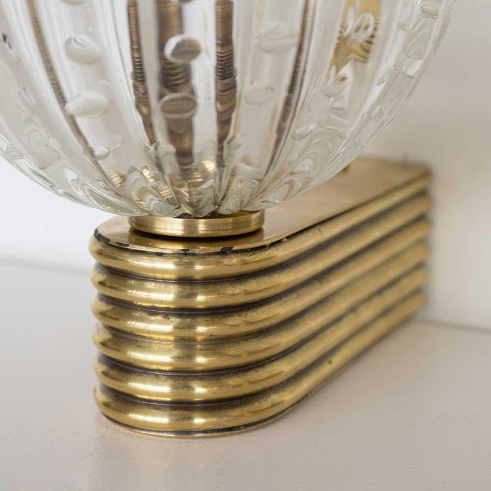 Paar italienische Wandleuchter aus Glas mit Wellenschliff im Angebot 4