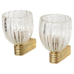 Pair of Italian Scalloped Glass Sconces