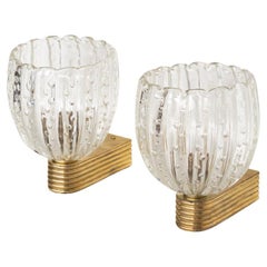 Pair of Italian Scalloped Glass Sconces