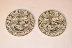 Pair of "Italian Scenery" Brown Transfer Plates