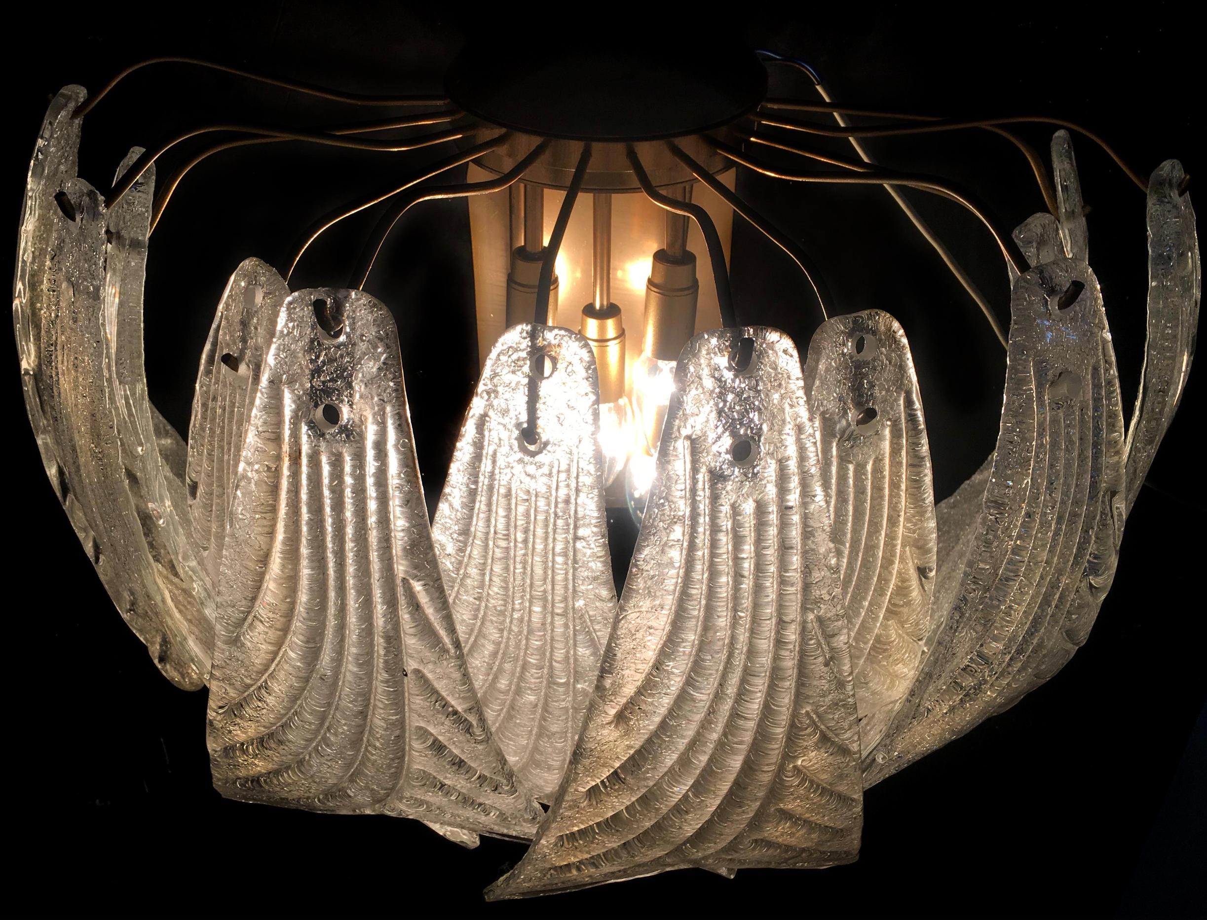 Pair of Italian Sconces Barovier & Toso Style, Murano, 1970 For Sale 1