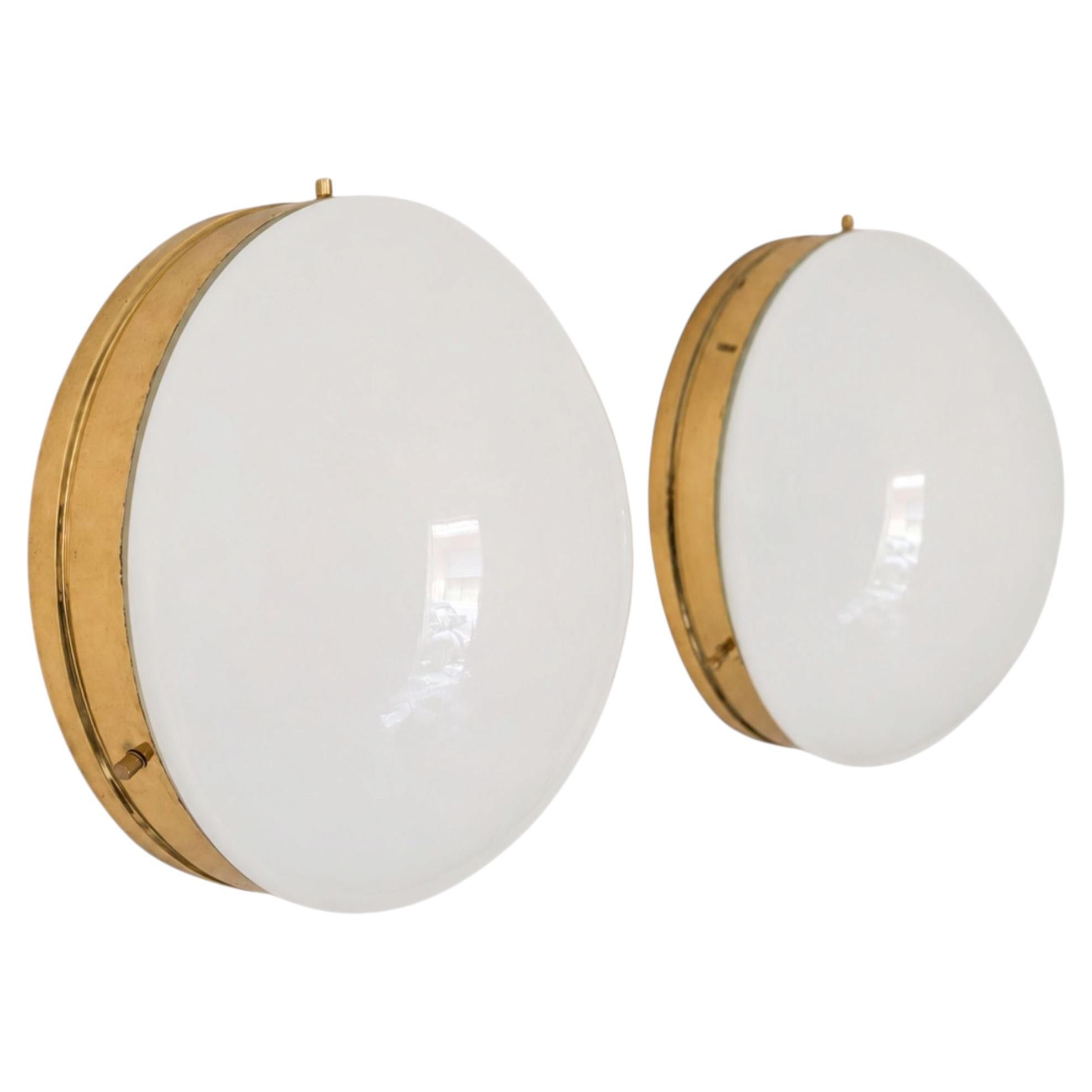 Pair of Italian Sconces Brass Brass Wall Lights in style of Stilnovo, 1970s