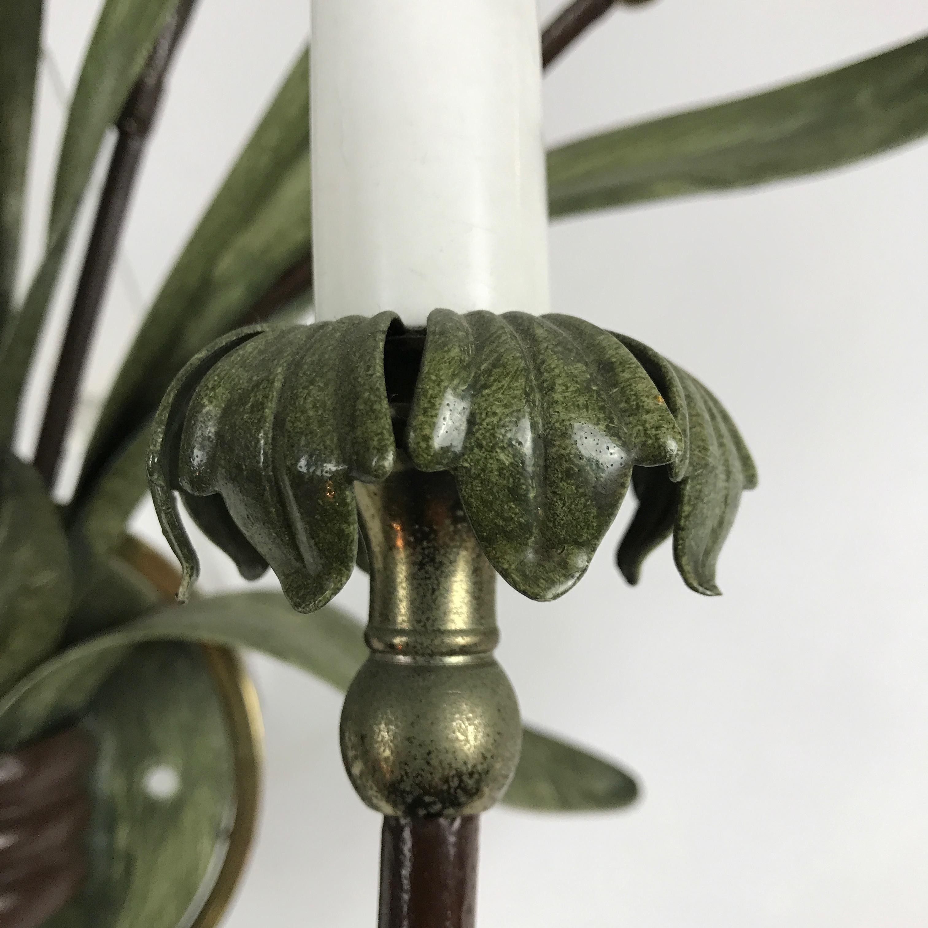 Pair of Italian Sconces by Banci Firenze 1980 circa with Green Reed Bunches  2