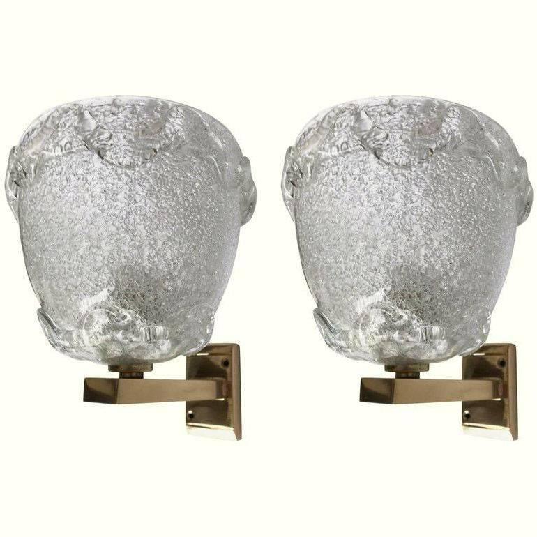 Pair of Italian Sconces by Barovier In Excellent Condition For Sale In Miami, FL