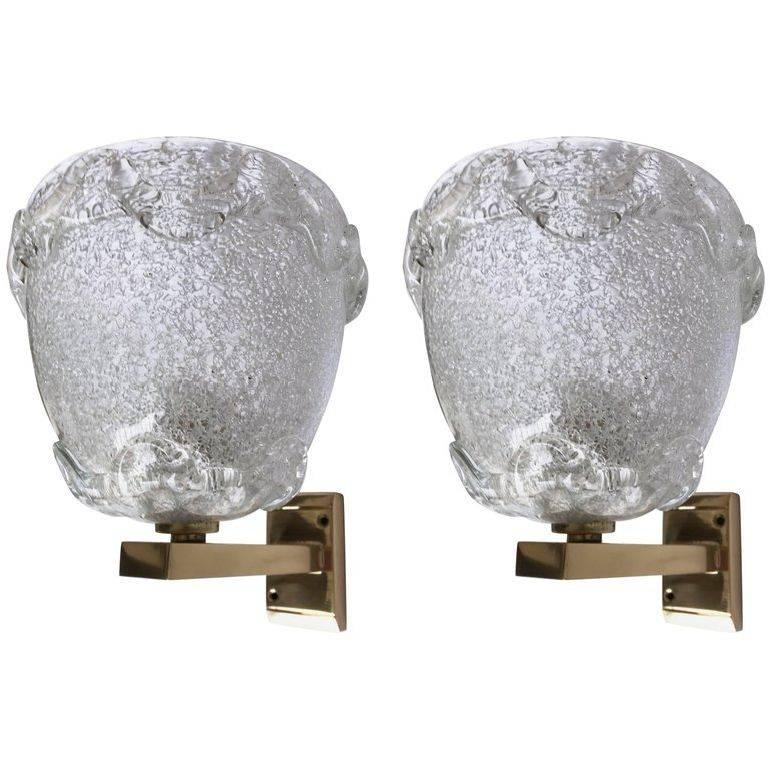 Pair of Italian Sconces by Barovier For Sale
