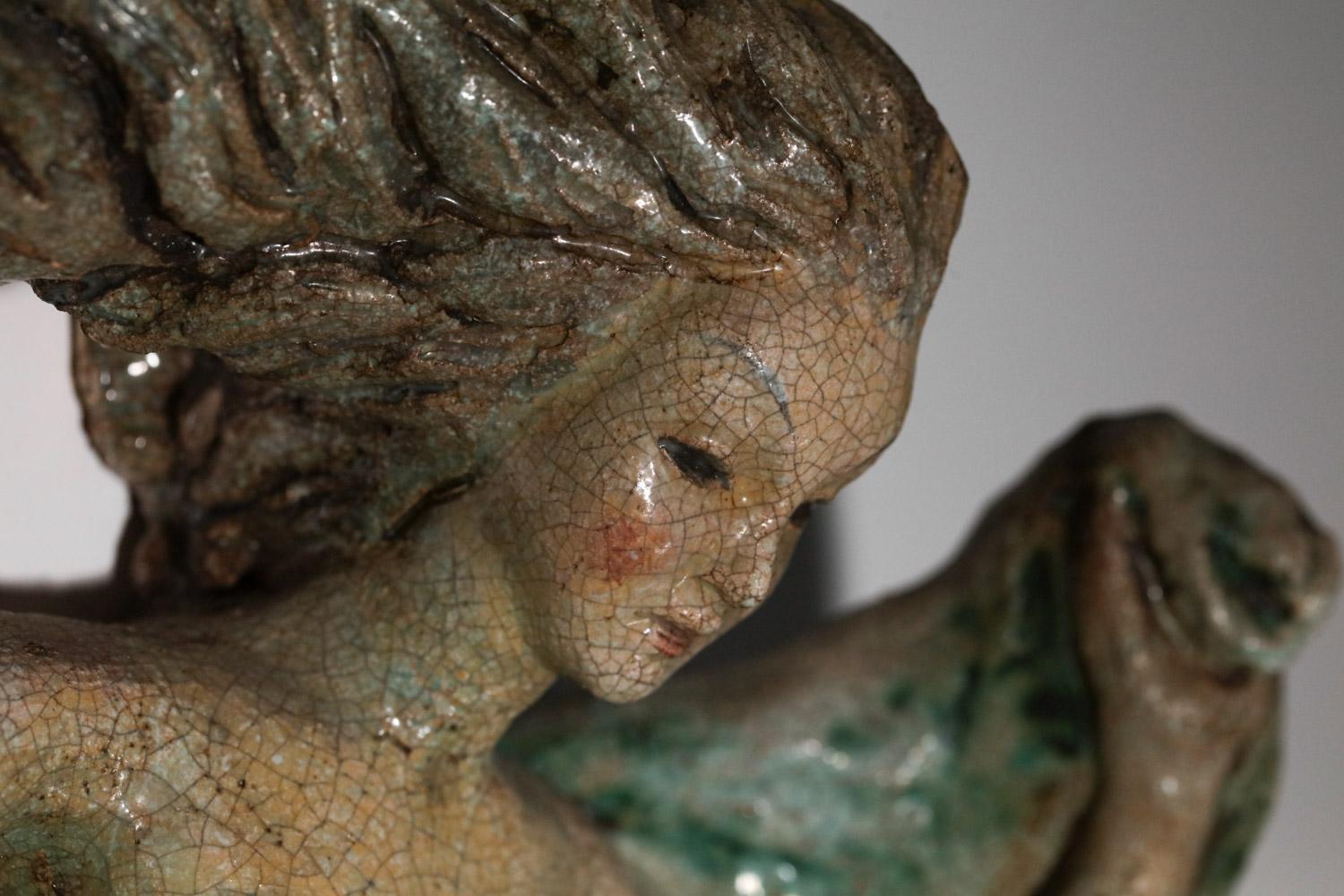 Paar italienische Wandleuchter aus Keramik „Adam und Eva“-Skulptur im Angebot 5
