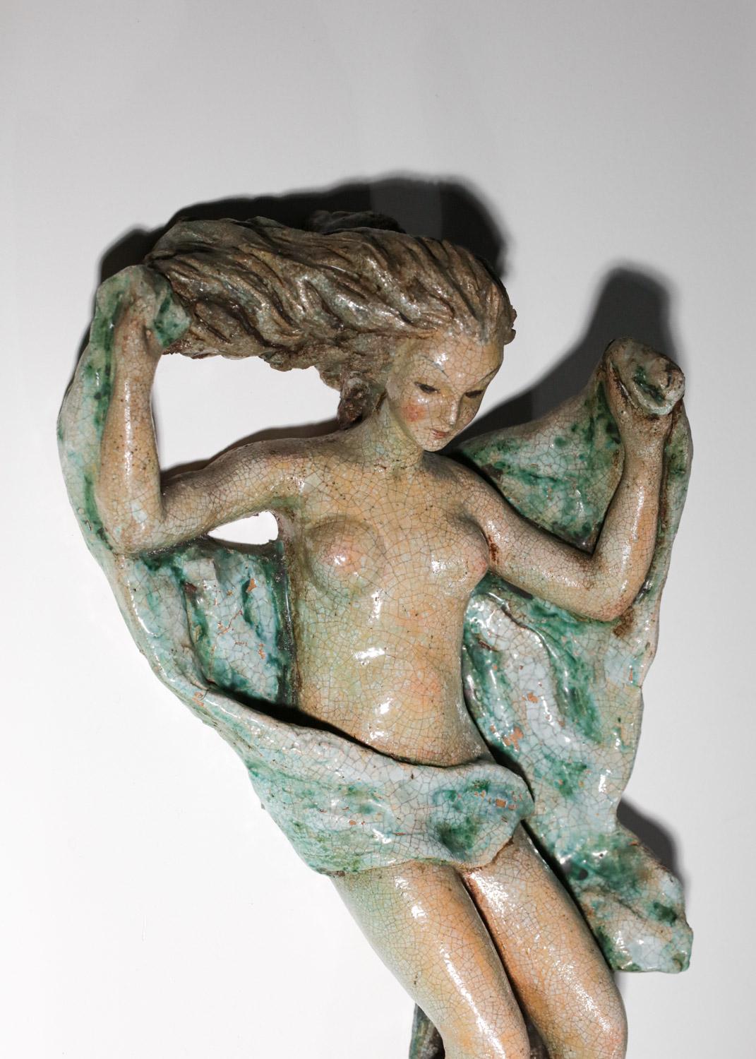 Paar italienische Wandleuchter aus Keramik „Adam und Eva“-Skulptur im Angebot 6