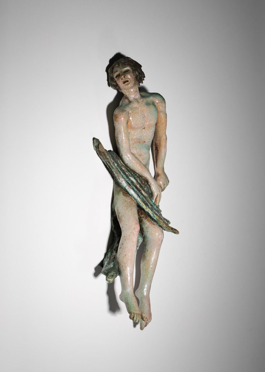 Paar italienische Wandleuchter aus Keramik „Adam und Eva“-Skulptur im Angebot 12