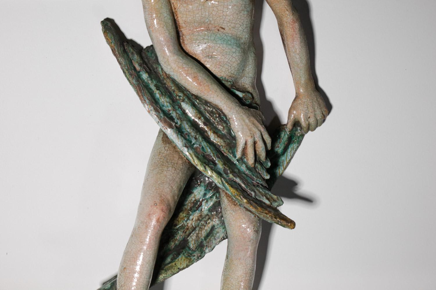 Paar italienische Wandleuchter aus Keramik „Adam und Eva“-Skulptur im Angebot 14