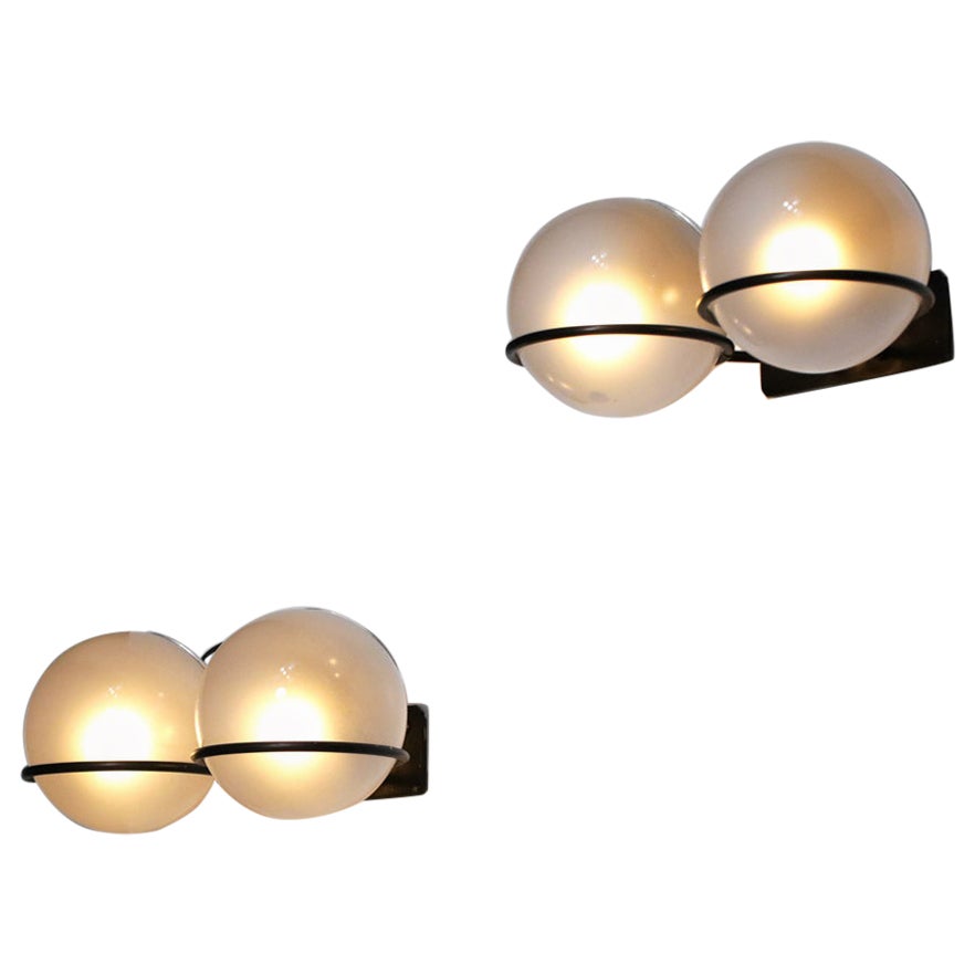Pareja de apliques italianos Modelo 237/2 de Gino Sarfatti para Arteluce Lámpara de pared de los años 50