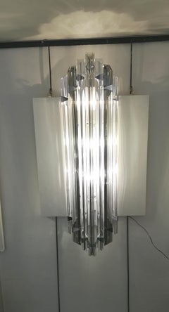 Pair of Italian Sconces White and Smoked Crystal