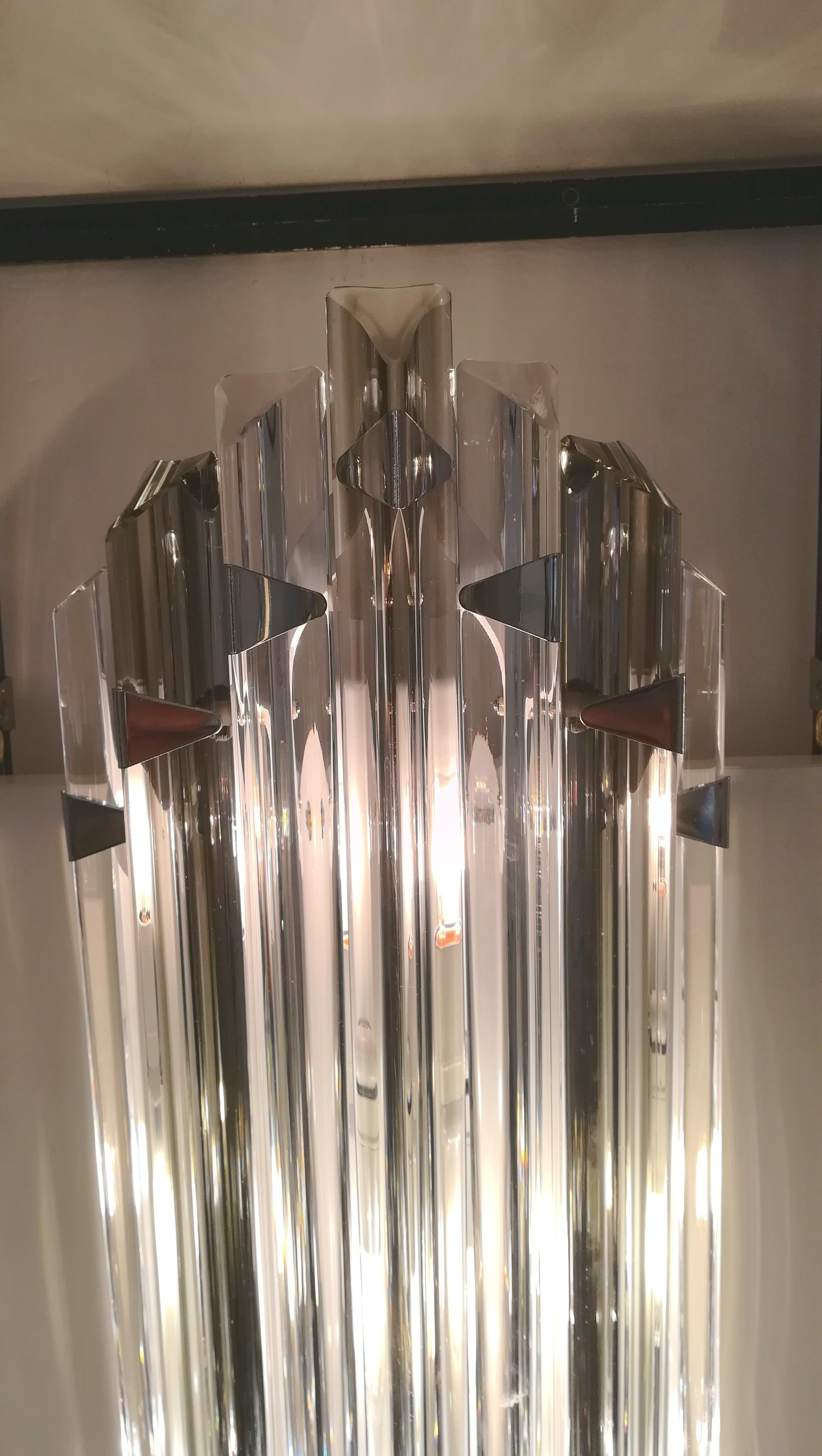 Pair of Italian Sconces White and Smoked Crystal In Excellent Condition For Sale In Saint-Ouen, FR