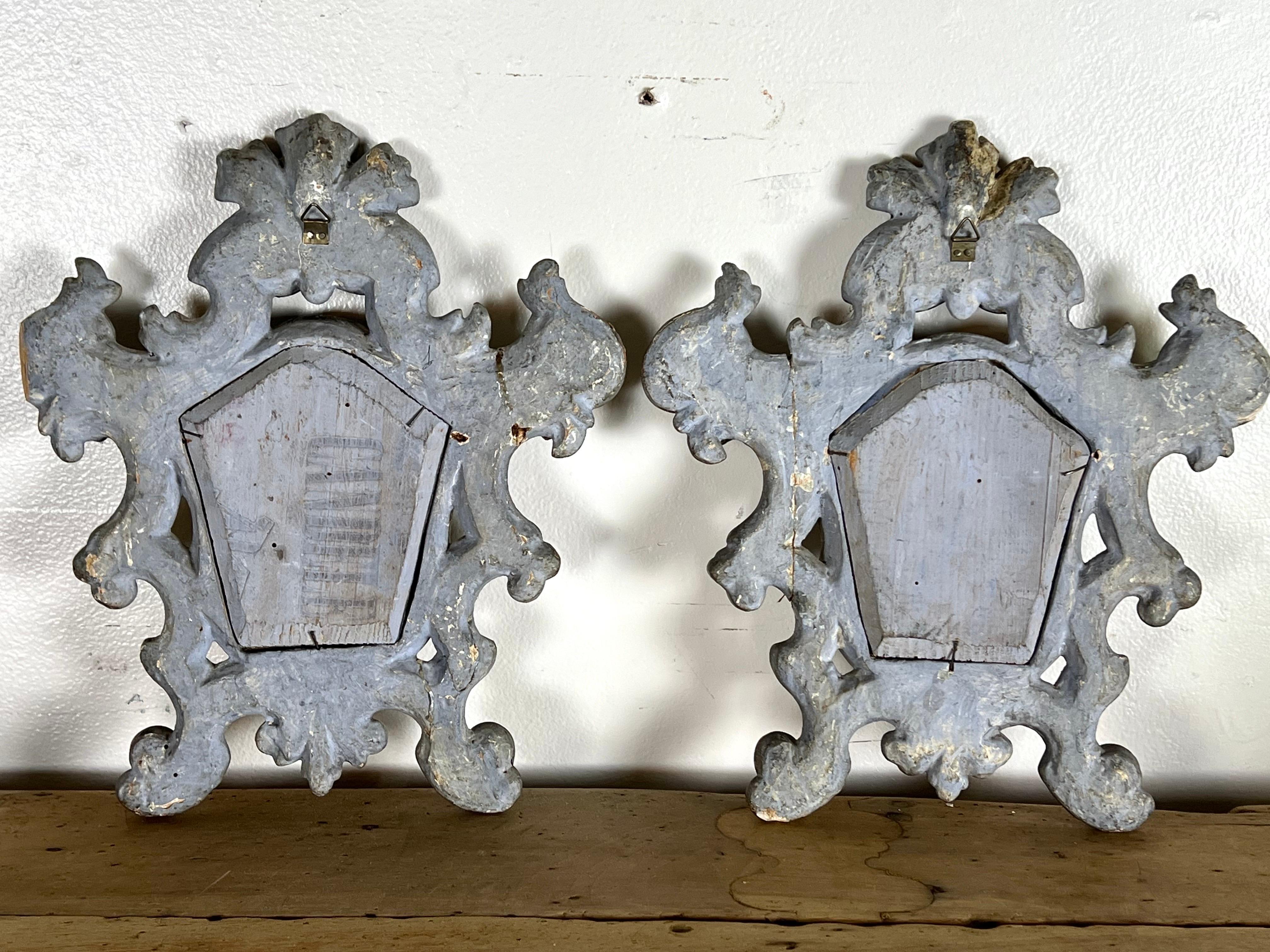 Pair of Italian Scrolled Silver Leaf Baroque Style Mirrors For Sale 4