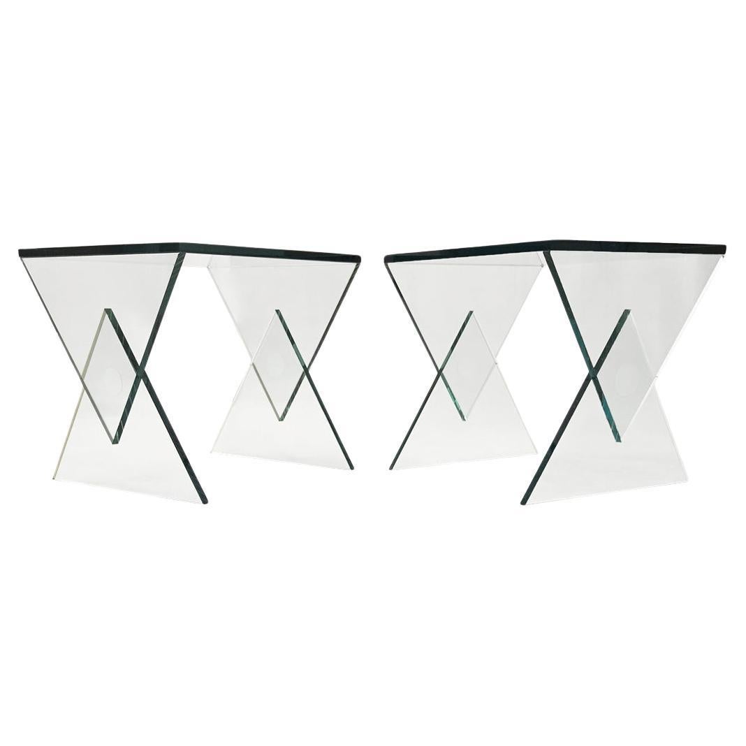 Pair of Italian Sculpted Glass Side Tables en vente