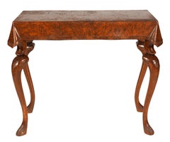 Pair of Italian Sculptural Carved Walnut and Olive Wood Console Tables, 1920's