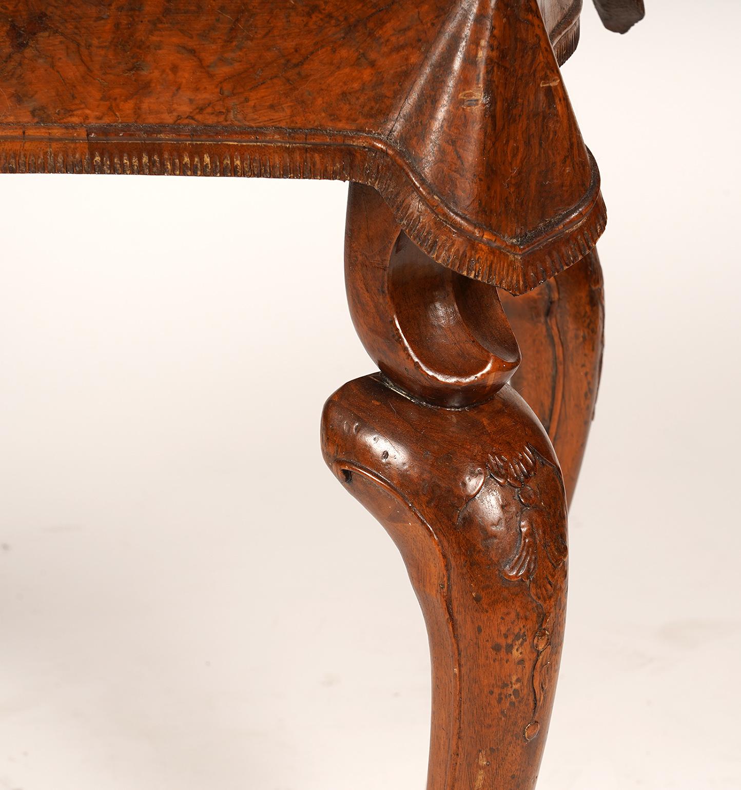 Pair of Italian Sculptural Carved Walnut and Olive Wood Console Tables, 1920's 1