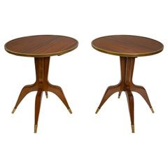 Pair of Italian Sculptural End Tables with Rosewood Tops 1950s