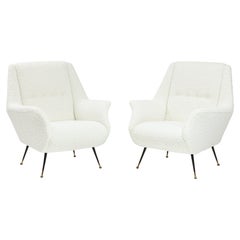 Pair of Italian Sculptural Faux Shearling Lounge Chairs, Italy, circa 1960
