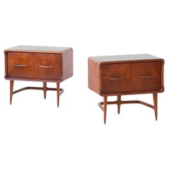 Pair of Italian Sculptural Mahogany Bedside Tables, 1950s