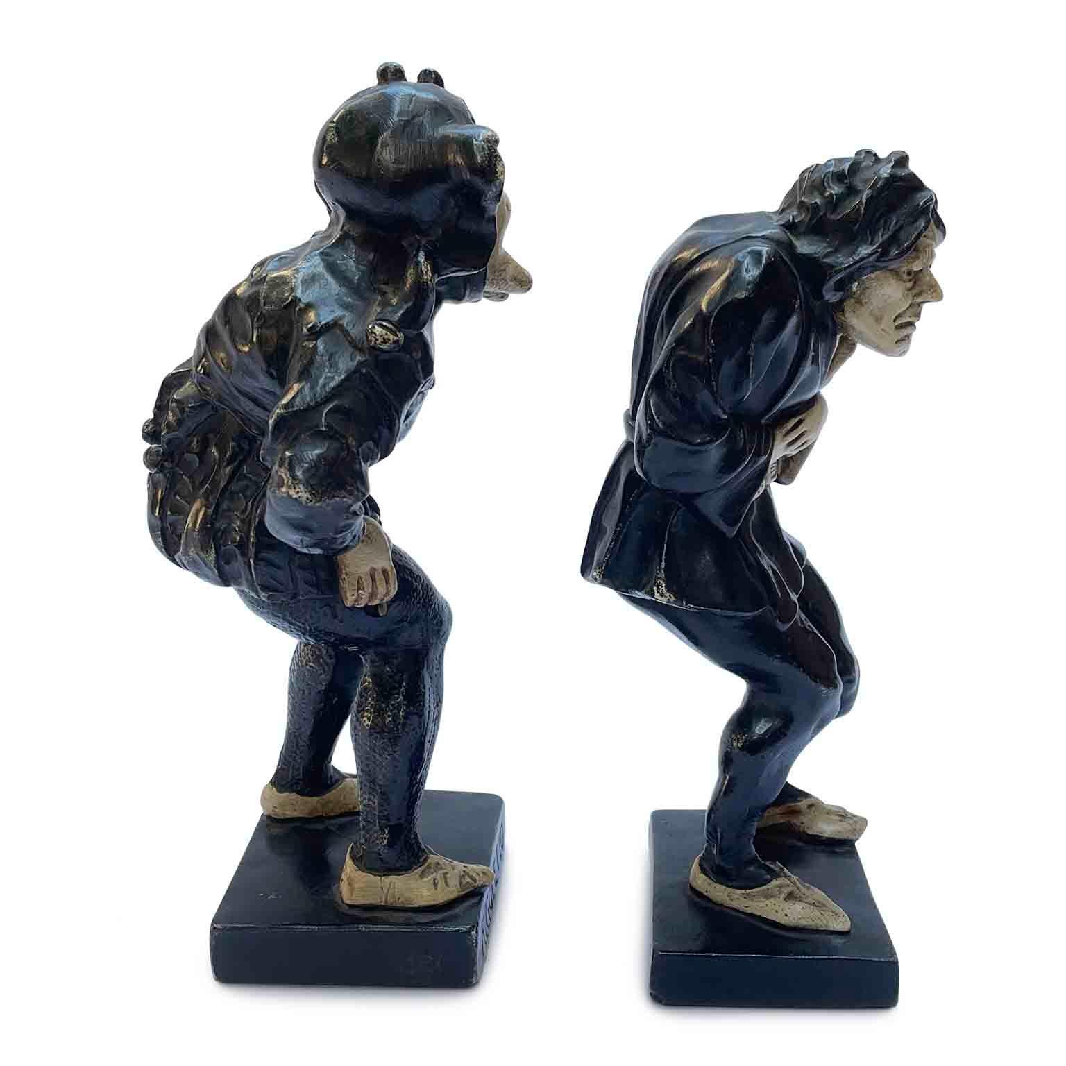 20th Century Pair of Italian Sculptures 1950s Grotesque Figures of Quasimodo and Rigoltetto For Sale